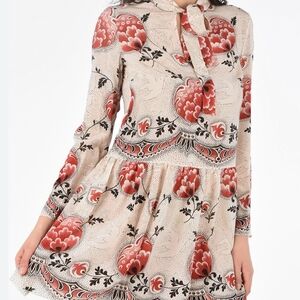 RED Valentino Pink Pleated Sundress with Peter Pan Collar